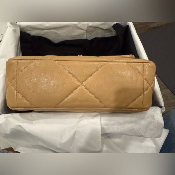 SOLD—-Authentic Chanel 19 Small Beige lambskin - Picture 11 of 16